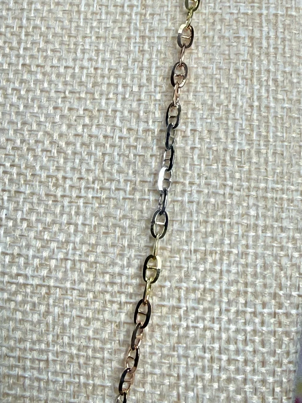 TriColor Gold Plated Sterling Silver Chain Necklace-New